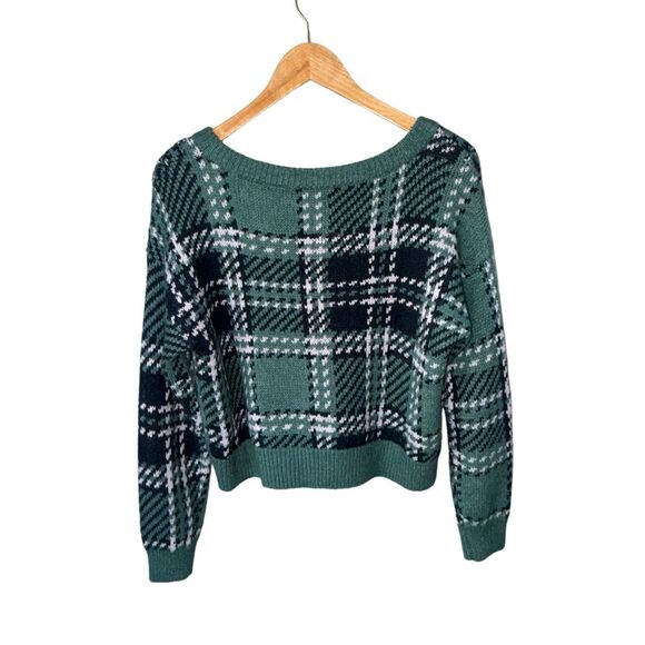 Abercrombie & Fitch Wool Blend Green Plaid Pullover Sweater - Picture 3 of 8